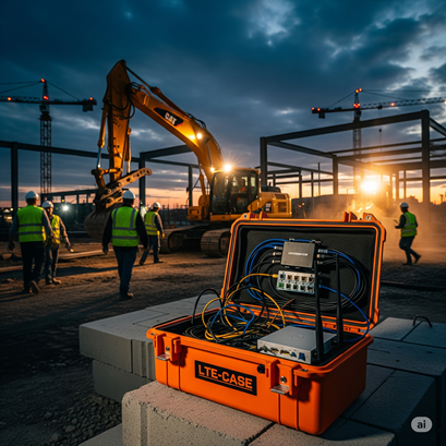 Eine Baustelle mit unserem Internet-Koffer Hardware in a Box
